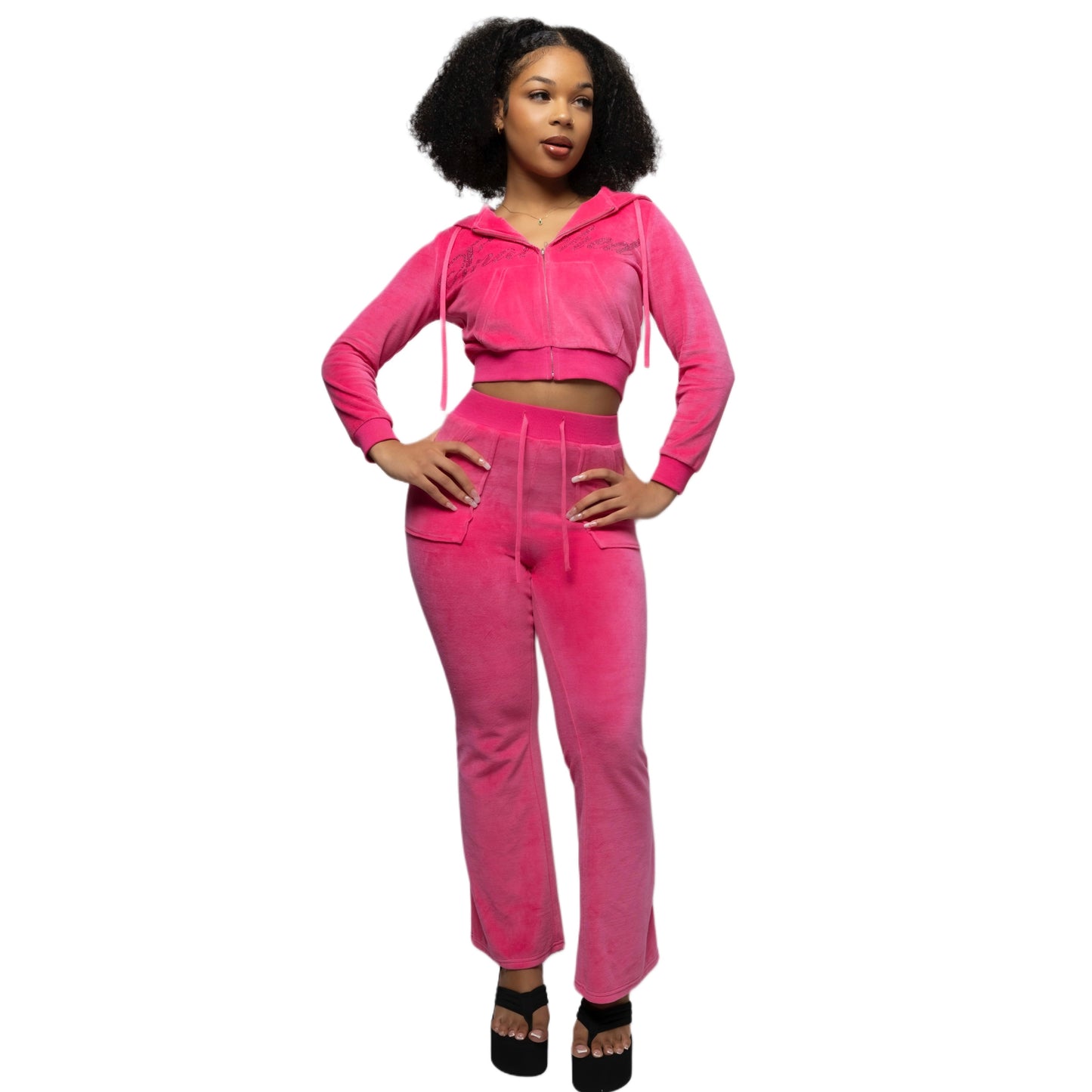 RASPBERRY VELOUR HOODIE