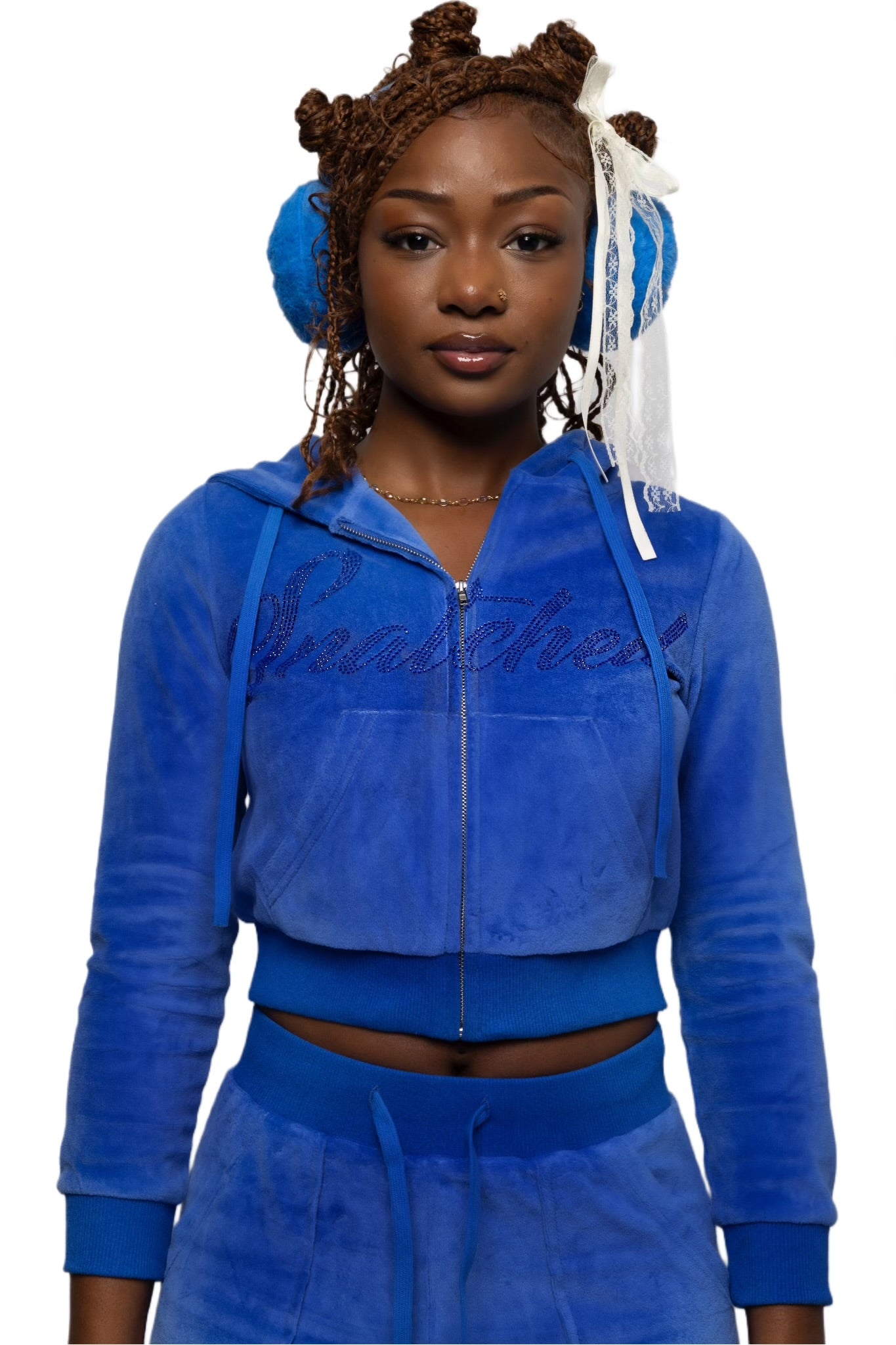 BERRY BLUE VELOUR HOODIE
