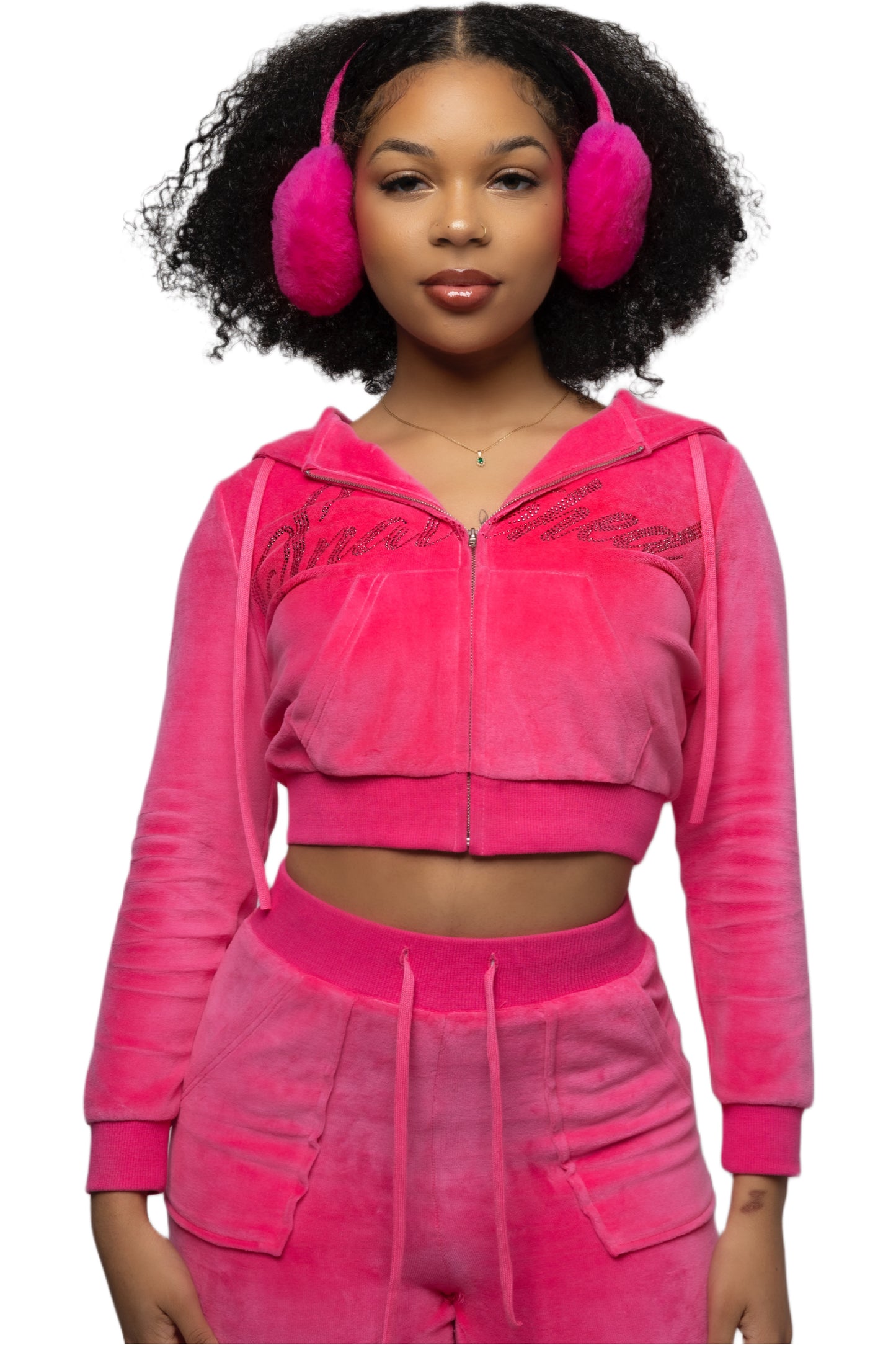 RASPBERRY VELOUR HOODIE