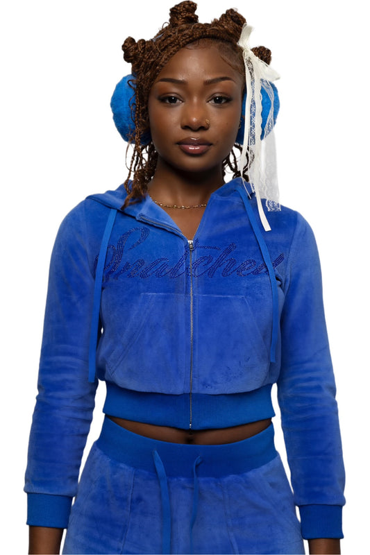BERRY BLUE VELOUR HOODIE